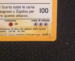 Pokemon Card Zapdos 16/102 Set Base Unlimited Rara Holo EXC-ITA - Image 5