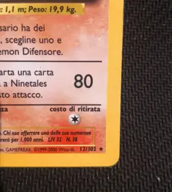 Pokemon Card Ninetales 12/102 Set Base Unlimited Rara Holo GOOD-ITA - Image 5