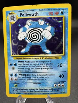 Pokemon TCG Poliwrath 13/102 Base Set Unlimited Holo Rare - HP/Damaged - Image 1
