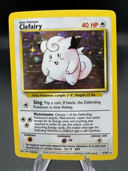 Pokemon TCG Clefairy 5/102 Base Set Holo Unlimited Rare Card - HP/Damaged - Image 1