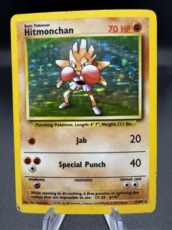Pokemon TCG Hitmonchan Base Set 7/102 Holo Unlimited Holo Rare - HP/Damaged - Image 1