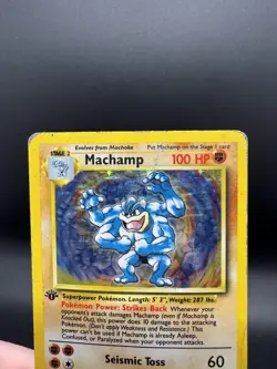 Pokemon TCG Machamp Holo Rare 1st Edition Base Set 8/102 - Very Damaged - Image 3