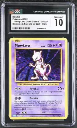 2023 Pokemon Mewtwo Blastoise & Suicune ex Deck Holo 014/034 CGC 10 (JJ) - Image 1