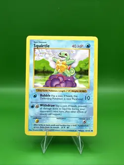 1999 Pokemon TCG Squirtle Base Set 63/102 Shadowless Common Card NM WOTC - Image 1