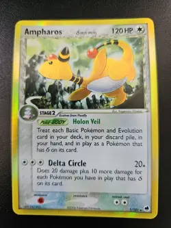 Ampharos 1/101 EX Dragon Frontiers Holo Pokemon Card Played - Image 1
