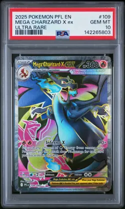 2025 POKEMON PFL EN-PHANTASMAL FLAMES ULTRA RARE #109 MEGA CHARIZARD X EX PSA 10 - Image 1