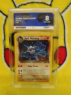 Pokemon Team Rocket Set 2000 Holo Dark Machamp 10/82 Ace Graded 8 NM-MT - Image 1