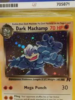 Pokemon Team Rocket Set 2000 Holo Dark Machamp 10/82 Ace Graded 8 NM-MT - Image 2