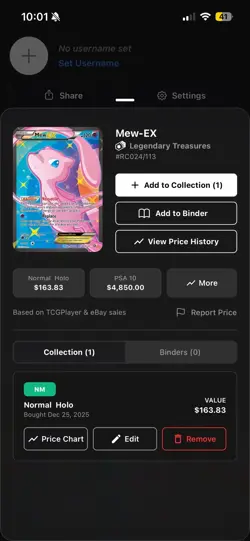 Mew EX RC24/RC25 Legendary Treasures Ultra Rare Full Art Holo Pokemon Card - Image 3