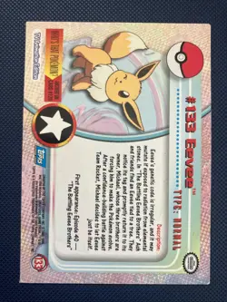 2000 Topps Pokemon TV Animation Edition Series Non Holo #133 Eevee Blue Label - Image 2