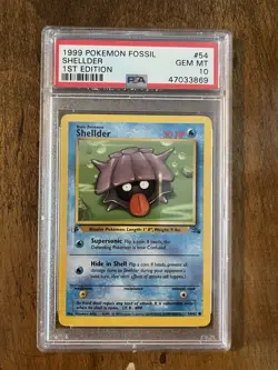 1999 Pokemon Fossil 1st Edition Shellder #54/62 PSA 10 - Image 1