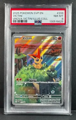 Pokemon Victini SVP 208 Promo PSA 8 from Illustration Collection - fresh grade - Image 1