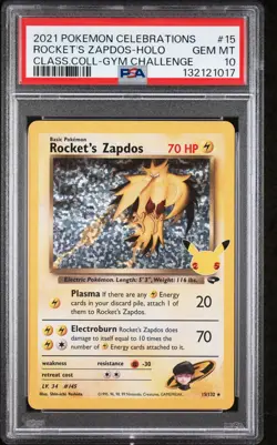 2021 POKEMON CELEBRATIONS CLASSIC COLL #15 ROCKET'S ZAPDOS-HOLO PSA 10 - Image 1
