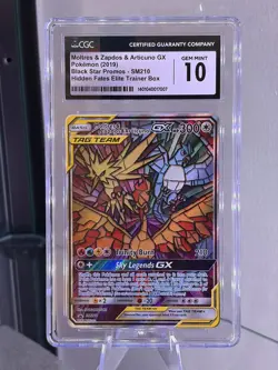 Pokemon TCG Hidden Fates Moltres, Zapdos, Articuno GX SM210 Promo CGC 10 - Image 1