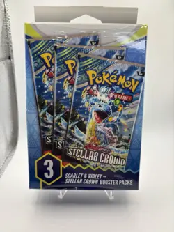 Pokemon Scarlet & Violet Stellar Crown 3 Booster Packs Box New Factory Sealed - Image 1
