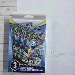 Pokemon Scarlet & Violet Stellar Crown 3 Booster Packs Box New Sealed - Image 1