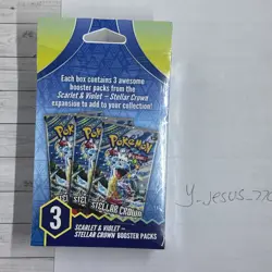 Pokemon Scarlet & Violet Stellar Crown 3 Booster Packs Box New Sealed - Image 2