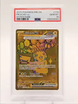 PIKACHU EX 2025 POKEMON PRISMATIC EVOLUTIONS HYPER RARE 179/131 PSA 10 Q0646 - Image 1