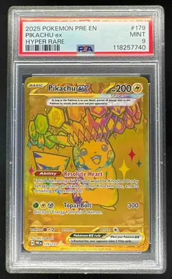 2025 Pokemon SV Prismatic Evolutions - PRE EN #179/131 Pikachu ex PSA 9 - Image 1