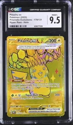 CGC 9.5 MINT+ PIKACHU ex PRISMATIC EVOLUTIONS 179/131 Holo Pokemon 2025 - Image 1