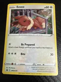 Eevee SWSH175 SWSH: Sword & Shield Promo Card Pokemon Holo - NM - Image 1