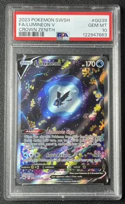 FA LUMINEON V PSA 10 2023 POKEMON SWORD & SHIELD CROWN ZENITH GG39/GG70 FULL ART - Image 1