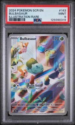 2024 Pokemon Stellar Crown | Bulbasaur Illustration Rare (143/142) | PSA 9 - Image 1
