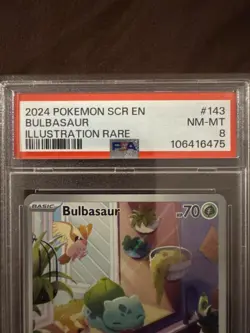 2024 Pokemon Stellar Crown Bulbasaur Illustration Rare 143/142 PSA 8 Nintendo - Image 2