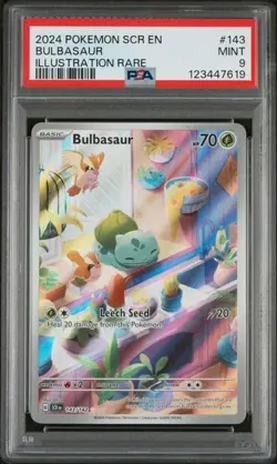 2024 Pokemon SV Stellar Crown - SCR EN #143/142 Bulbasaur PSA 9 - Image 1