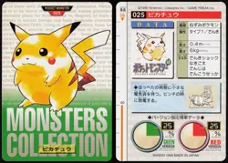 Pikachu No. 025 Green Bandai Carddass Series 1-2 G 1996 Pokemon Japanese NM - Image 1