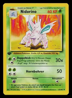 Pokemon Card - Nidorino German 1st Edition Base Set 37/102 Uncommon - Image 1