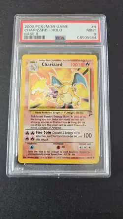 Charizard Holo #4 2000 Pokemon Game Base II Base Set 2 PSA Mint 9 - Image 1