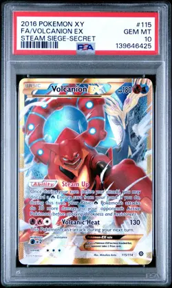 2016 POKEMON XY STEAM SIEGE SECRET #115 FULL ART/VOLCANION EX PSA 10 - Image 1