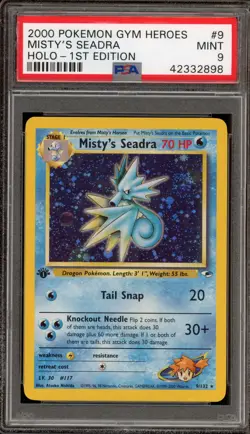Pokemon Misty's Seadra Gym Heroes 1st Edition Holo Rare #9 PSA 9 Mint - Image 1