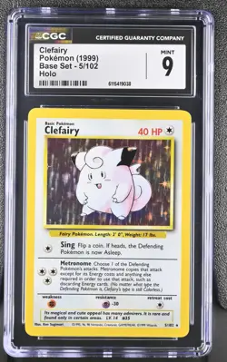 CGC 9 MINT Clefairy 1999 Base Set 5/102 Holo Pokemon Card - Image 1