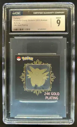 2023 Pokemon Candy Stickers Korean Clefairy Striking 24K Gold Plating #NNO CGC 9 - Image 1