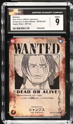 CGC 9 MINT Shanks OP09-004 Wanted Emperors in the New World ONE PIECE JP - Image 1