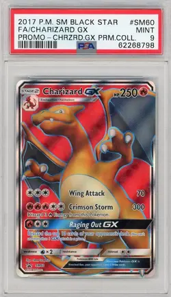 2017 Pokemon P.M. SM Black Star Charizard GX #SM60 PROMO PSA 9.. - Image 1