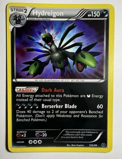 Pokemon TCG Hydreigon 103/99 Secret Rare Shiny Holo Next Destinies Stage 2 Card - Image 1