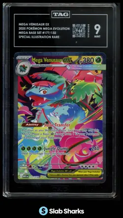2025 POKEMON MEGA EVOLUTION VENUSAUR EX SPECIAL ILLUSTRATION RARE #177/132 TAG 9 - Image 1