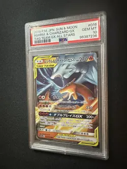PSA 10 Reshiram & Charizard GX 016/173 Japanese Tag Team GX All Stars Pokemon - Image 1