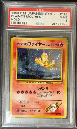 Pokemon 1988 JPN Gym 2 Blaine's Moltres Holo 146 PSA 9 - Image 1