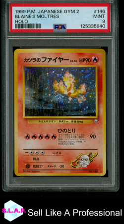 BLAINE'S MOLTRES HOLO POKEMON JAPANESE GYM 2 1999 146 PSA 9 - Image 1