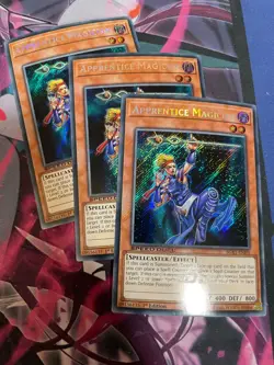 YUGIOH - APPRENTICE MAGICIAN X3 - SECRET RARE - SGX1 - 1ST ED - NM - Image 1