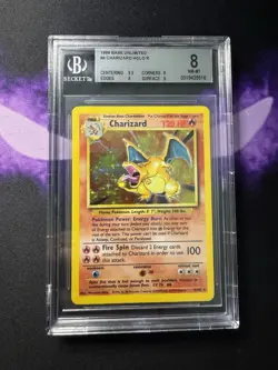 Charizard 004/102 Base Set Holo Rare BGS NM-MT 8 Pokemon Trading Card Game - Image 1