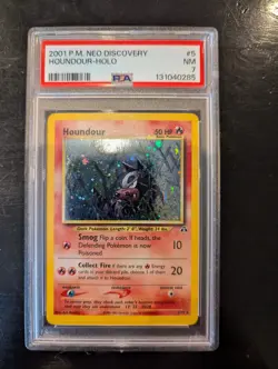 Pokemon TCG Houndour 5/75 Holo Rare Card PSA 7 NM 2001 Neo Discovery - Image 1