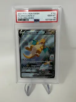 Pokemon 2021 Dragonite V 192/203 Alt Art Evolving Skies GEM MINT PSA 10 NEW CERT - Image 1