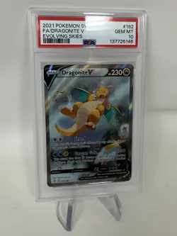Pokemon 2021 Dragonite V 192/203 Alt Art Evolving Skies GEM MINT PSA 10 NEW CERT - Image 2