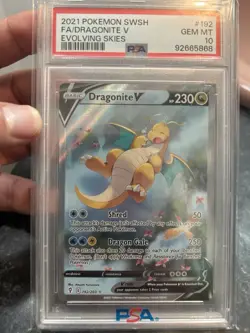 Pokemon 2021 Dragonite V 192/203 Alt Art Evolving Skies GEM MINT PSA 10 - Image 1