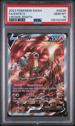 2023 POKEMON SWORD & SHIELD CROWN ZENITH #GG36 FULL ART/ENTEI V PSA 10 - Image 1